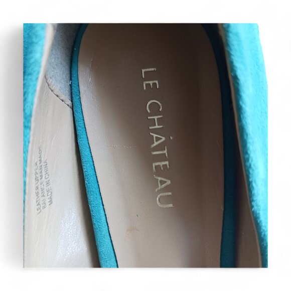Le Chateau  Teal Suede Platform Peep Toe Stiletto Heels  Size  8 - Picture 10 of 13